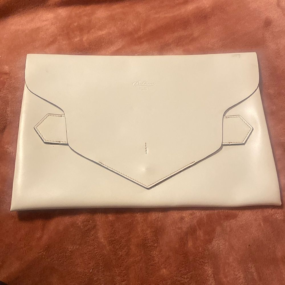 Boldrini Selleria leather envelope clutch White Vacchetta Leather
